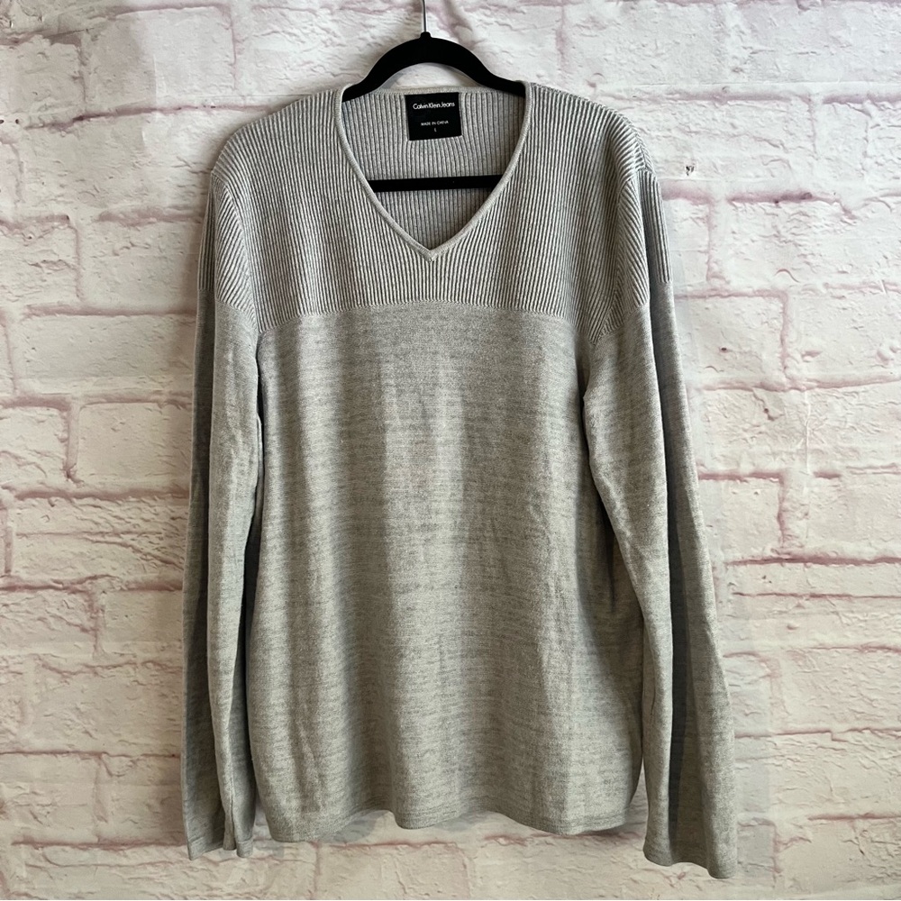 Calvin Klein Jeans Gray V-Neck Sweater